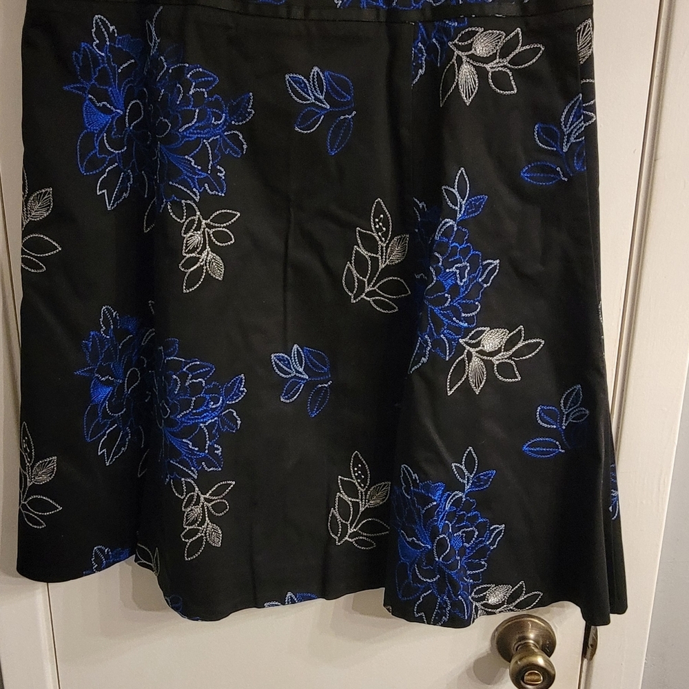 Lane Bryant black embroidered skirt with blue floral